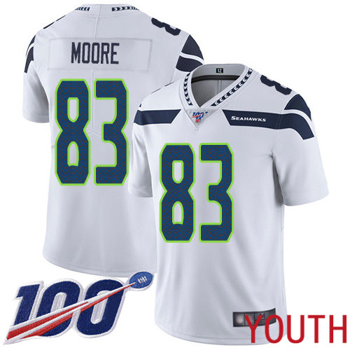 Seattle Seahawks Limited White Youth David Moore Road Jersey NFL Football #83 100th Season Vapor Untouchable->women nfl jersey->Women Jersey